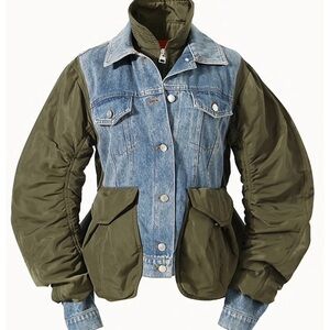 LAST ONE!! NWT - Madonna & Co. Denim and Olive Twill Women's Jean Jacket - Med